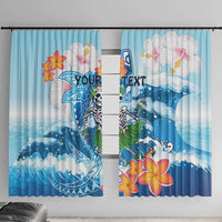 Personalized Hawaii Hula Girl Skeleton Dancing Window Curtain Hibiscus Tribal Shark LT01 With Hooks Blue - Polynesian Pride