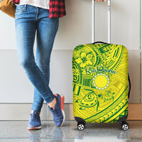 Kia Orana Cook Islands Luggage Cover Turtle Yellow Green Polynesian Pattern LT01 - Polynesian Pride