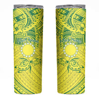 Kia Orana Cook Islands Skinny Tumbler Turtle Yellow Green Polynesian Pattern