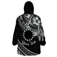 Kia Orana Cook Islands Wearable Blanket Hoodie Circle Stars With Floral White Pattern LT01 - Polynesian Pride