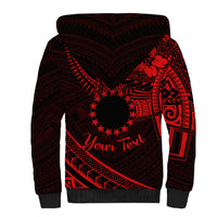 Kia Orana Cook Islands Sherpa Hoodie Circle Stars With Floral Red Pattern LT01 - Polynesian Pride