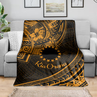 Kia Orana Cook Islands Blanket Circle Stars With Floral Gold Pattern LT01 - Polynesian Pride