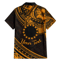 Kia Orana Cook Islands Family Matching Long Sleeve Bodycon Dress and Hawaiian Shirt Circle Stars With Floral Gold Pattern LT01 - Polynesian Pride