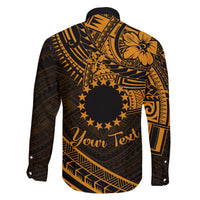 Kia Orana Cook Islands Family Matching Long Sleeve Bodycon Dress and Hawaiian Shirt Circle Stars With Floral Gold Pattern LT01 - Polynesian Pride