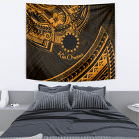 Kia Orana Cook Islands Tapestry Circle Stars With Floral Gold Pattern LT01 - Polynesian Pride