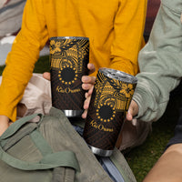 Kia Orana Cook Islands Tumbler Cup Circle Stars With Floral Gold Pattern