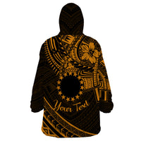 Kia Orana Cook Islands Wearable Blanket Hoodie Circle Stars With Floral Gold Pattern LT01 - Polynesian Pride