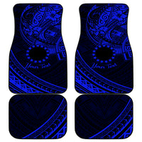 Kia Orana Cook Islands Car Mats Circle Stars With Floral Navy Blue Pattern LT01 Blue - Polynesian Pride