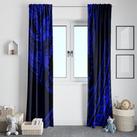 Kia Orana Cook Islands Window Curtain Circle Stars With Floral Navy Blue Pattern LT01 - Polynesian Pride