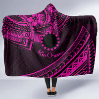 Kia Orana Cook Islands Hooded Blanket Circle Stars With Floral Pink Pattern LT01 - Polynesian Pride