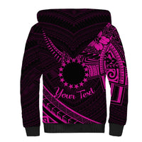 Kia Orana Cook Islands Sherpa Hoodie Circle Stars With Floral Pink Pattern LT01 - Polynesian Pride