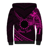 Kia Orana Cook Islands Sherpa Hoodie Circle Stars With Floral Pink Pattern LT01 - Polynesian Pride