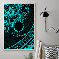 Kia Orana Cook Islands Canvas Wall Art Circle Stars With Floral Turquoise Pattern LT01 - Polynesian Pride