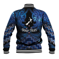 Personalised Aotearoa Matariki Baseball Jacket Blue Fern Maori Poutama