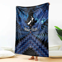 Personalised Aotearoa Matariki Blanket Blue Fern Maori Poutama