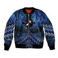 Personalised Aotearoa Matariki Bomber Jacket Blue Fern Maori Poutama