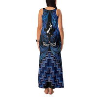 Personalised Aotearoa Matariki Family Matching Tank Maxi Dress and Hawaiian Shirt Blue Fern Maori Poutama LT01 - Polynesian Pride