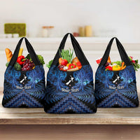 Personalised Aotearoa Matariki Grocery Bag Blue Fern Maori Poutama
