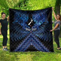 Personalised Aotearoa Matariki Quilt Blue Fern Maori Poutama