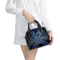 Personalised Aotearoa Matariki Shoulder Handbag Blue Fern Maori Poutama