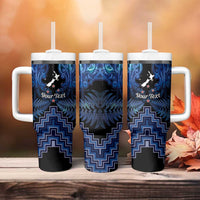 Personalised Aotearoa Matariki Tumbler With Handle Blue Fern Maori Poutama