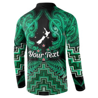 Personalised Aotearoa Matariki Button Sweatshirt Green Fern Maori Poutama