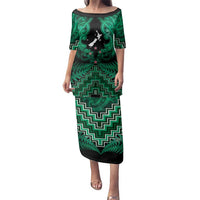 Personalised Aotearoa Matariki Family Matching Puletasi and Hawaiian Shirt Green Fern Maori Poutama