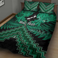 Personalised Aotearoa Matariki Quilt Bed Set Green Fern Maori Poutama