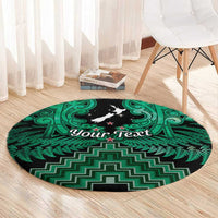 Personalised Aotearoa Matariki Round Carpet Green Fern Maori Poutama