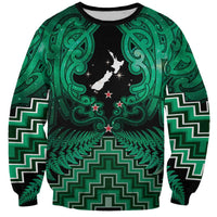 Personalised Aotearoa Matariki Sweatshirt Green Fern Maori Poutama