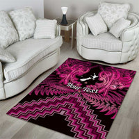Personalised Aotearoa Matariki Area Rug Pink Fern Maori Poutama