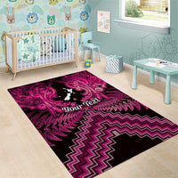 Personalised Aotearoa Matariki Area Rug Pink Fern Maori Poutama