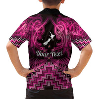 Personalised Aotearoa Matariki Family Matching Puletasi and Hawaiian Shirt Pink Fern Maori Poutama