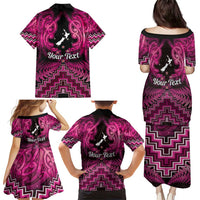 Personalised Aotearoa Matariki Family Matching Puletasi and Hawaiian Shirt Pink Fern Maori Poutama