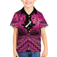Personalised Aotearoa Matariki Family Matching Summer Maxi Dress and Hawaiian Shirt Pink Fern Maori Poutama LT01 Son's Shirt Pink - Polynesian Pride