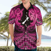 Personalised Aotearoa Matariki Hawaiian Shirt Pink Fern Maori Poutama