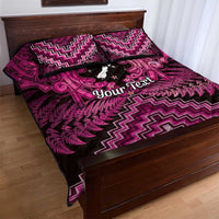 Personalised Aotearoa Matariki Quilt Bed Set Pink Fern Maori Poutama