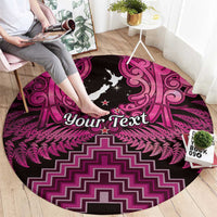 Personalised Aotearoa Matariki Round Carpet Pink Fern Maori Poutama