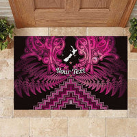 Personalised Aotearoa Matariki Rubber Doormat Pink Fern Maori Poutama
