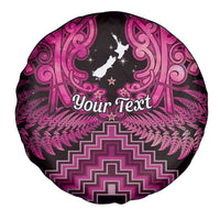 Personalised Aotearoa Matariki Spare Tire Cover Pink Fern Maori Poutama