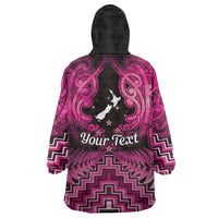 Personalised Aotearoa Matariki Wearable Blanket Hoodie Pink Fern Maori Poutama