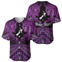 Personalised Aotearoa Matariki Baseball Jersey Purple Fern Maori Poutama