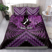 Personalised Aotearoa Matariki Bedding Set Purple Fern Maori Poutama