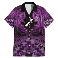 Personalised Aotearoa Matariki Family Matching Mermaid Dress and Hawaiian Shirt Purple Fern Maori Poutama LT01 Dad's Shirt - Short Sleeve Purple - Polynesian Pride