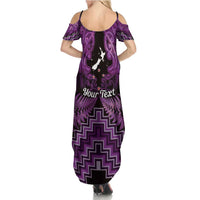 Personalised Aotearoa Matariki Family Matching Summer Maxi Dress and Hawaiian Shirt Purple Fern Maori Poutama LT01 - Polynesian Pride