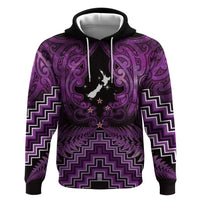 Personalised Aotearoa Matariki Hoodie Purple Fern Maori Poutama LT01 Pullover Hoodie Purple - Polynesian Pride