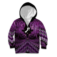 Personalised Aotearoa Matariki Kid Hoodie Purple Fern Maori Poutama