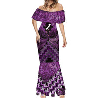 Personalised Aotearoa Matariki Mermaid Dress Purple Fern Maori Poutama