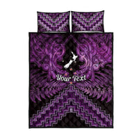 Personalised Aotearoa Matariki Quilt Bed Set Purple Fern Maori Poutama