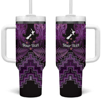 Personalised Aotearoa Matariki Tumbler With Handle Purple Fern Maori Poutama